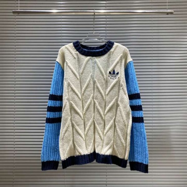 Gucci Sleeves Knitted Sweatshirt Blue For Men