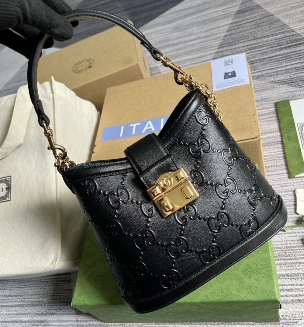 1:1 Replica Gucci Small GG Shoulder Bag Gucci Rhombi Motif Black For Women, Women's Handbags 9.8in/25cm GG 675788 UD9AG 1000