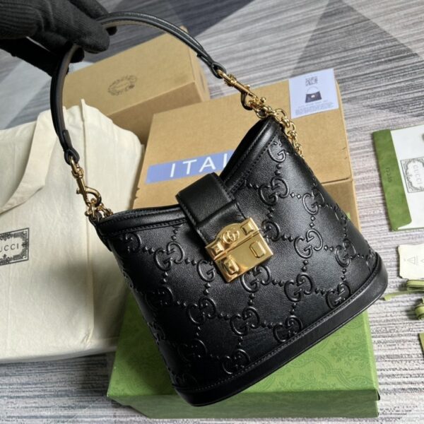 1:1 Replica Gucci Small GG Shoulder Bag Gucci Rhombi Motif Black For Women, Women's Handbags 9.8in/25cm GG 675788 UD9AG 1000