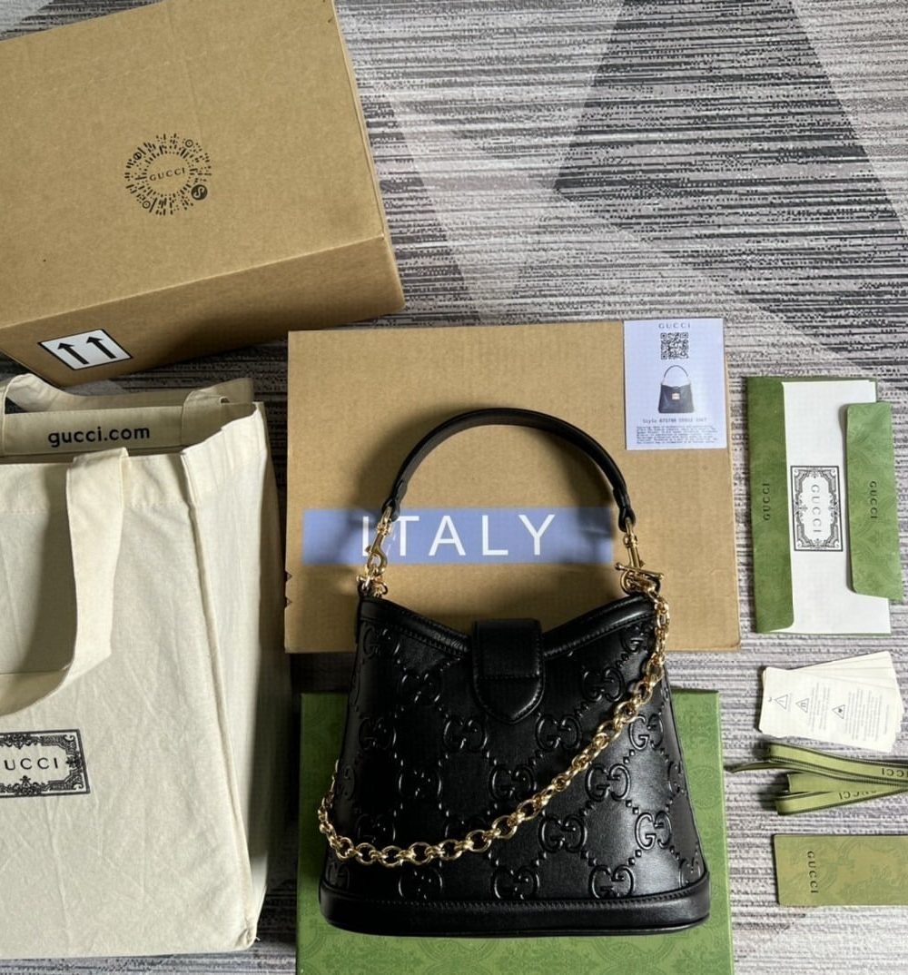 1:1 Replica Gucci Small GG Shoulder Bag Gucci Rhombi Motif Black For Women, Women's Handbags 9.8in/25cm GG 675788 UD9AG 1000