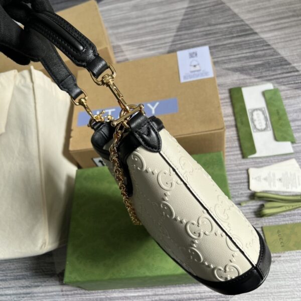 1:1 Replica Gucci Small GG Shoulder Bag White Debossed For Women 9.8in/25cm 675788 GG UD9AX 9099