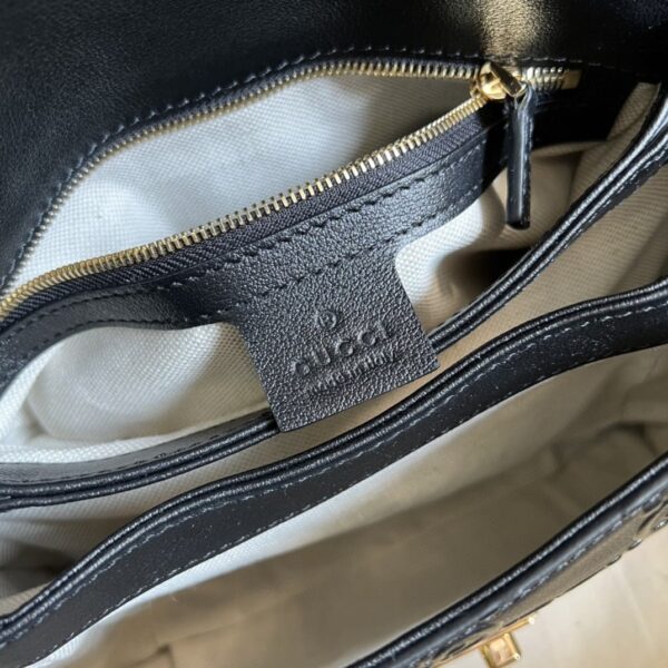 1:1 Replica Gucci Small GG Top Handle Bag Black Debossed For Women 11in/29cm GG 675791 UD9AG 1000