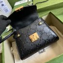 1:1 Replica Gucci Small GG Top Handle Bag Black Debossed For Women 11in/29cm GG 675791 UD9AG 1000