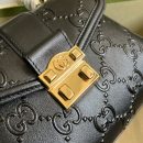 1:1 Replica Gucci Small GG Top Handle Bag Black Debossed For Women 11in/29cm GG 675791 UD9AG 1000
