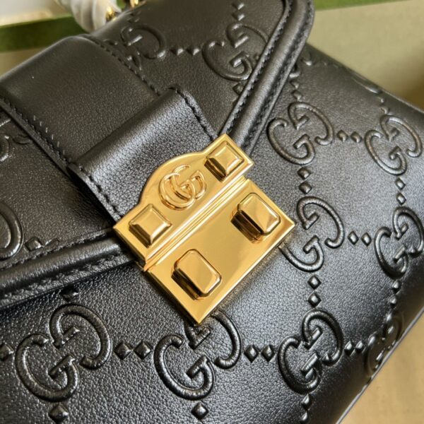 1:1 Replica Gucci Small GG Top Handle Bag Black Debossed For Women 11in/29cm GG 675791 UD9AG 1000