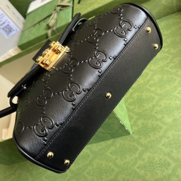 1:1 Replica Gucci Small GG Top Handle Bag Black Debossed For Women 11in/29cm GG 675791 UD9AG 1000