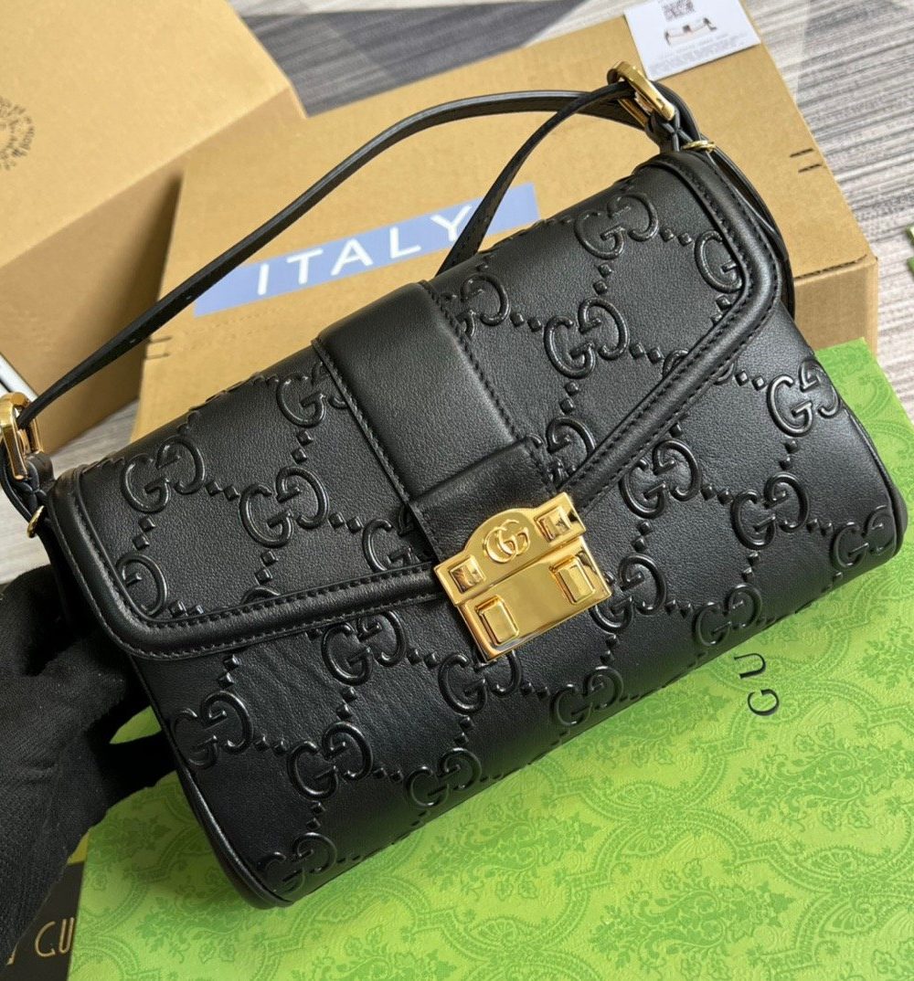 1:1 Replica Gucci Small GG Top Handle Bag Black For Women, Women's Bags 17.7in/19cm GG‎ 675791 UD9AG 1000
