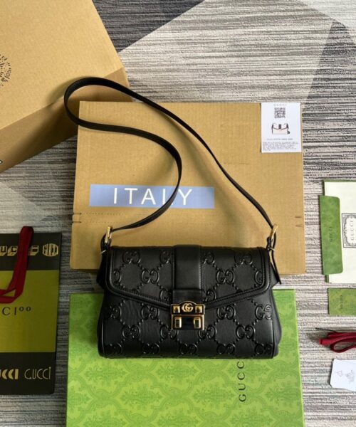 1:1 Replica Gucci Small GG Top Handle Bag Black For Women, Women's Bags 17.7in/19cm GG‎ 675791 UD9AG 1000