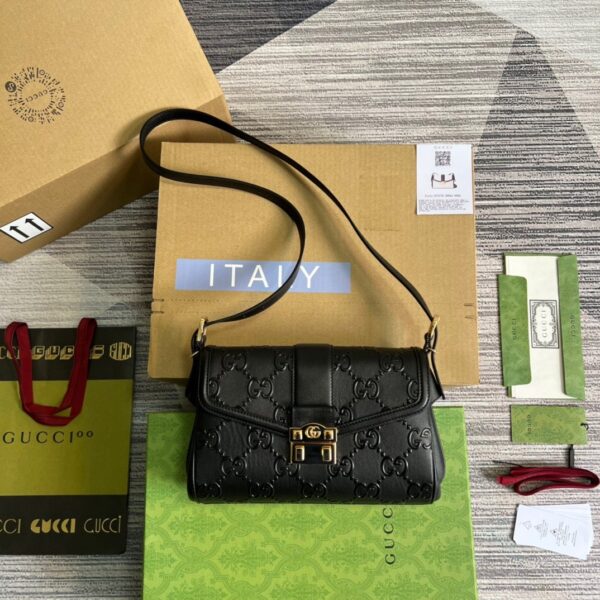 1:1 Replica Gucci Small GG Top Handle Bag Black For Women, Women's Bags 17.7in/19cm GG‎ 675791 UD9AG 1000