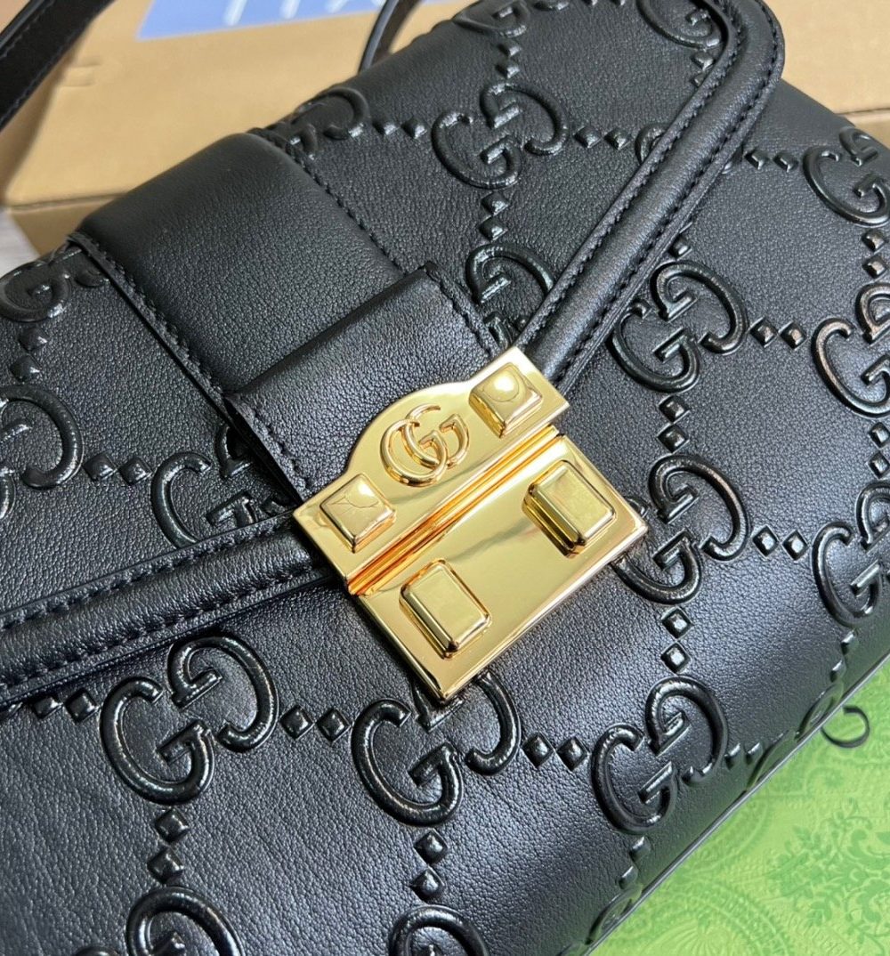 1:1 Replica Gucci Small GG Top Handle Bag Black For Women, Women's Bags 17.7in/19cm GG‎ 675791 UD9AG 1000