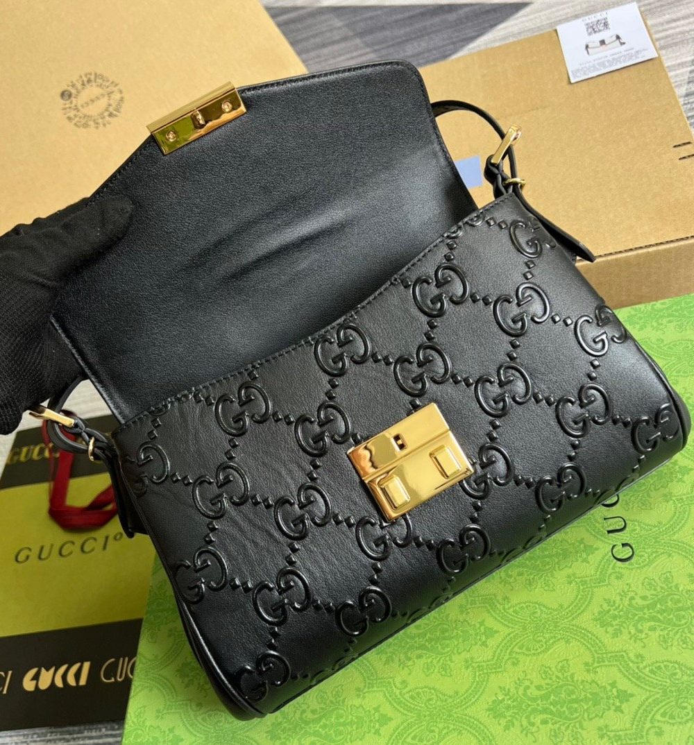 1:1 Replica Gucci Small GG Top Handle Bag Black For Women, Women's Bags 17.7in/19cm GG‎ 675791 UD9AG 1000