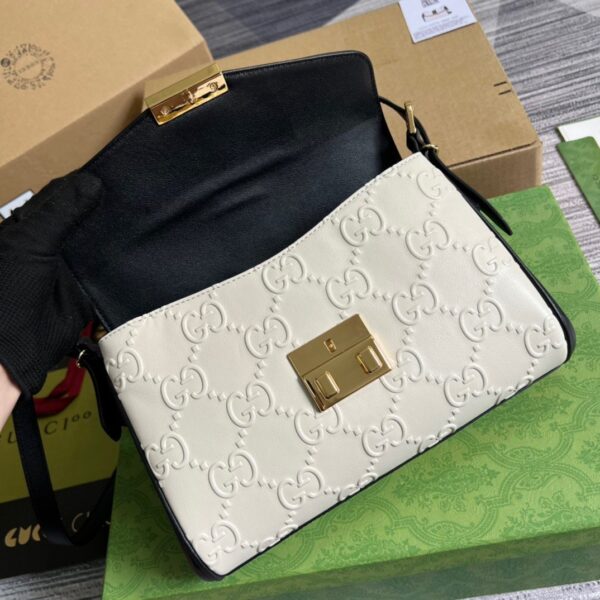 1:1 Replica Gucci Small GG Top Handle Bag White For Women, Women's Bags 17.7in/19cm GG ‎675791 UD9AX 9099