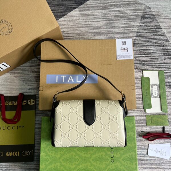 1:1 Replica Gucci Small GG Top Handle Bag White For Women, Women's Bags 17.7in/19cm GG ‎675791 UD9AX 9099