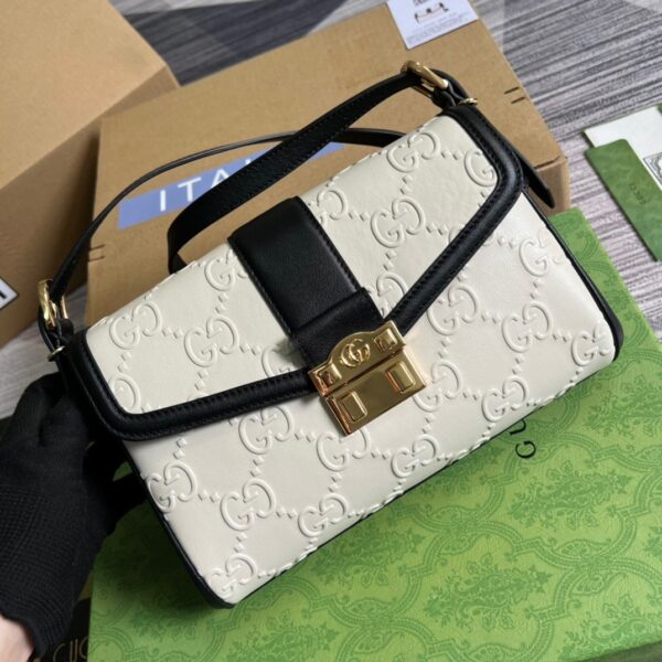 1:1 Replica Gucci Small GG Top Handle Bag White For Women, Women's Bags 17.7in/19cm GG ‎675791 UD9AX 9099