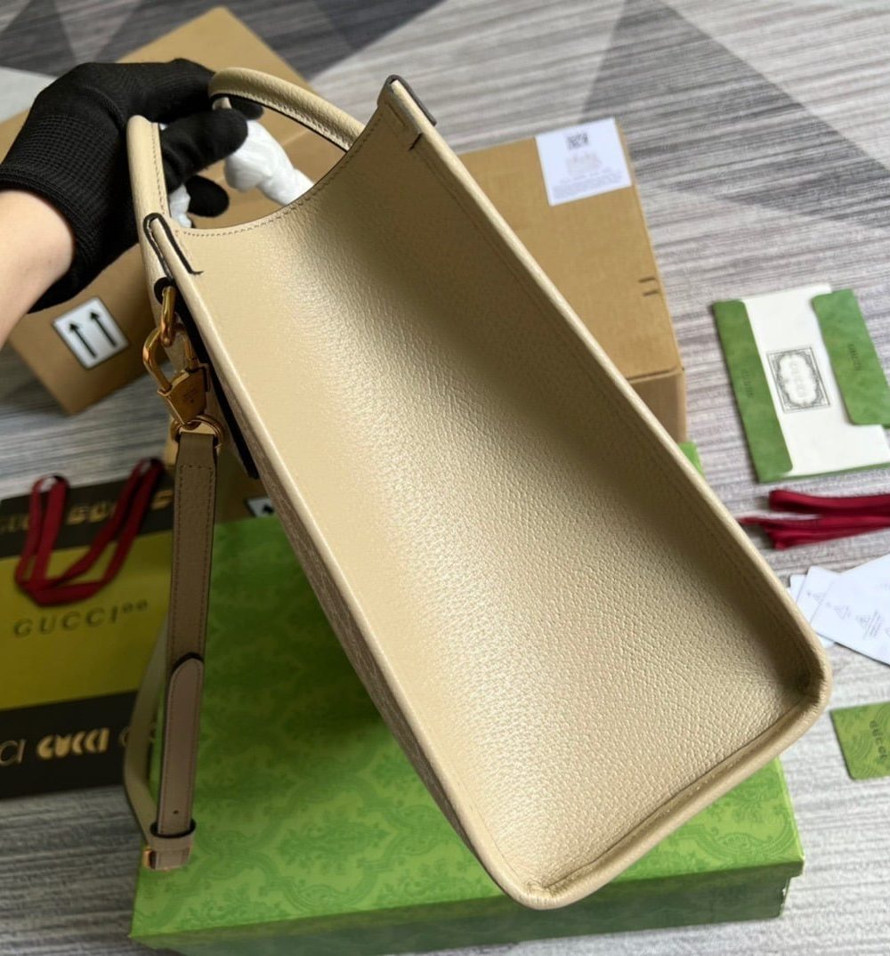 1:1 Replica Gucci Small Tote Bag With Interlocking G Beige For Women, Women's Bags 12.2in/31cm GG ‎659983 UULBT 9683