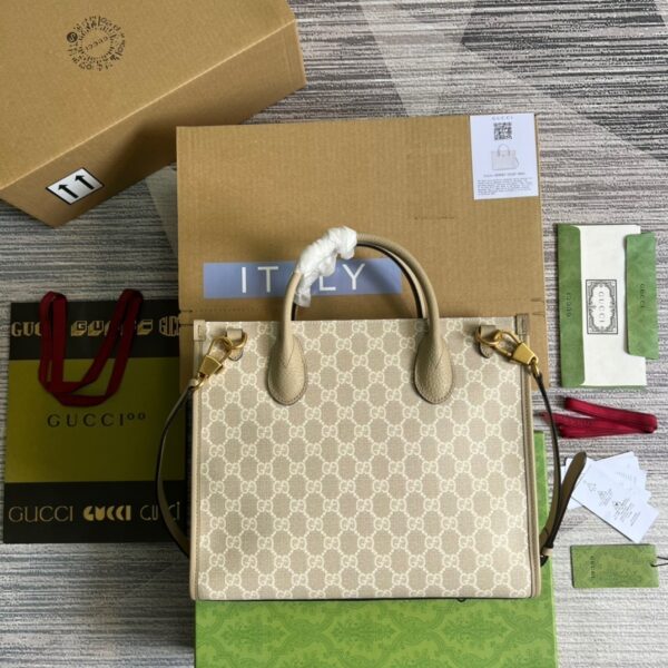 1:1 Replica Gucci Small Tote Bag With Interlocking G Beige For Women, Women's Bags 12.2in/31cm GG ‎659983 UULBT 9683