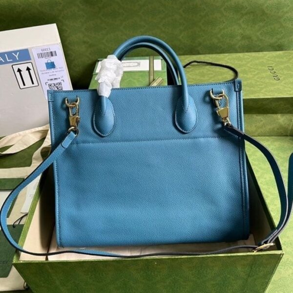 1:1 Replica Gucci Small tote With Gucci Logo Blue For Women 12.4in/31.5cm GG 674822 0E8IG 4432