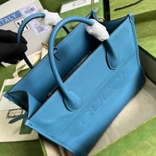 1:1 Replica Gucci Small tote With Gucci Logo Blue For Women 12.4in/31.5cm GG 674822 0E8IG 4432