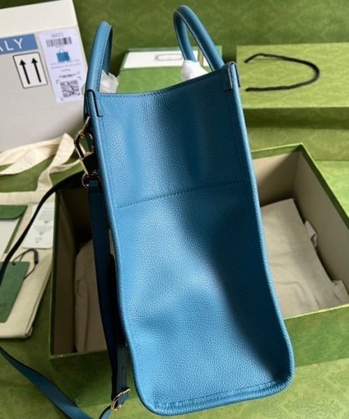 1:1 Replica Gucci Small tote With Gucci Logo Blue For Women 12.4in/31.5cm GG 674822 0E8IG 4432