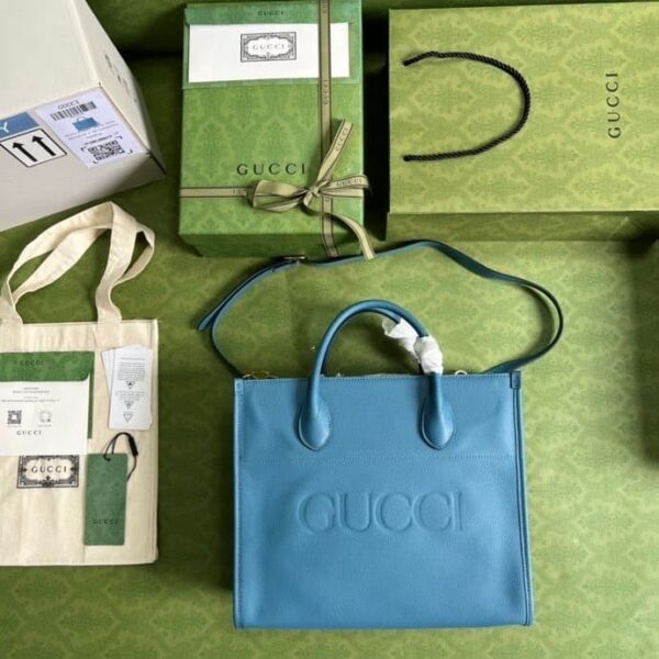 1:1 Replica Gucci Small tote With Gucci Logo Blue For Women 12.4in/31.5cm GG 674822 0E8IG 4432