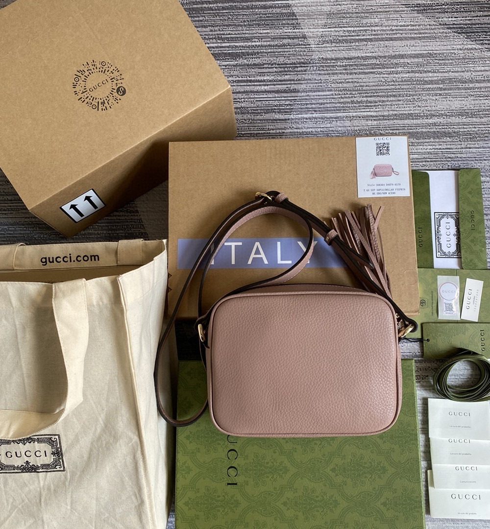 1:1 Replica Gucci Soho Small Disco Bag Dust Pink For Women, Women's Bags, Shoulder And Crossbody Bags 8in/21cm GG 308364