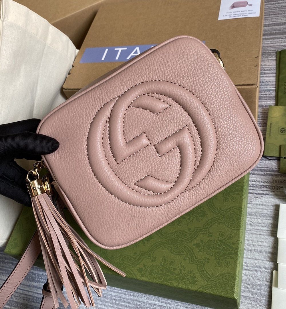 1:1 Replica Gucci Soho Small Disco Bag Dust Pink For Women, Women's Bags, Shoulder And Crossbody Bags 8in/21cm GG 308364