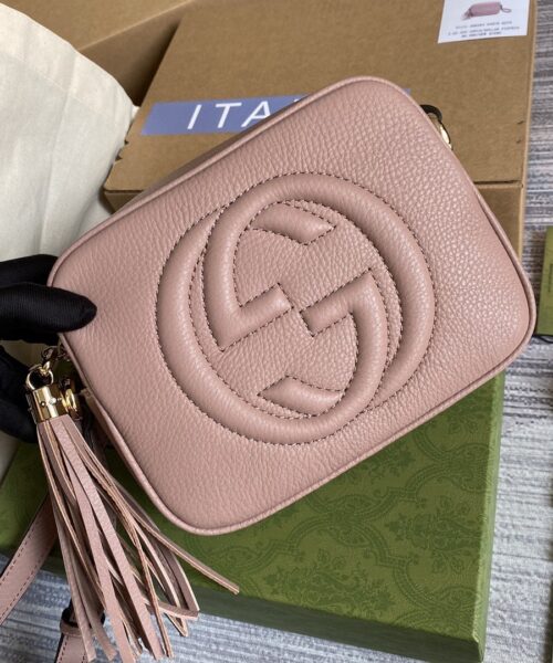 1:1 Replica Gucci Soho Small Disco Bag Dust Pink For Women, Women's Bags, Shoulder And Crossbody Bags 8in/21cm GG 308364
