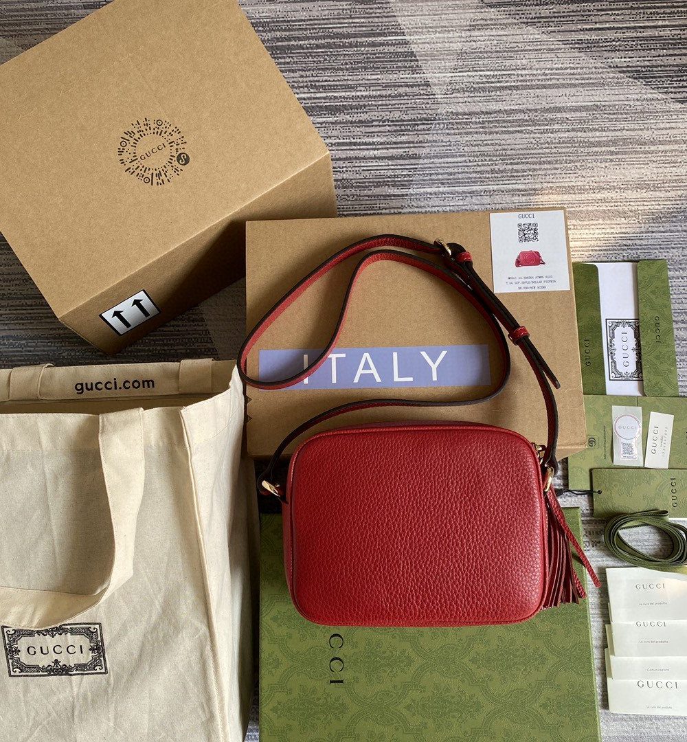 1:1 Replica Gucci Soho Small Disco Bag Red For Women, Women's Bags, Shoulder And Crossbody Bags 8in/21cm GG 308364