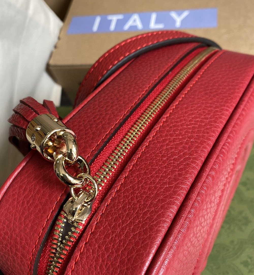 1:1 Replica Gucci Soho Small Disco Bag Red For Women, Women's Bags, Shoulder And Crossbody Bags 8in/21cm GG 308364