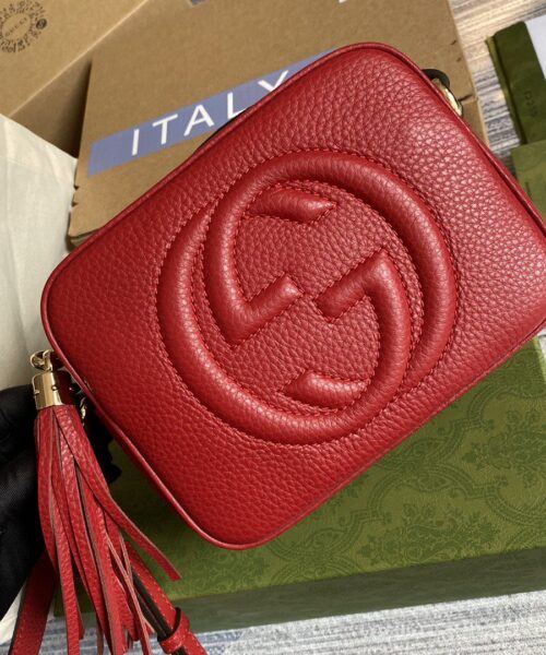 1:1 Replica Gucci Soho Small Disco Bag Red For Women, Women's Bags, Shoulder And Crossbody Bags 8in/21cm GG 308364