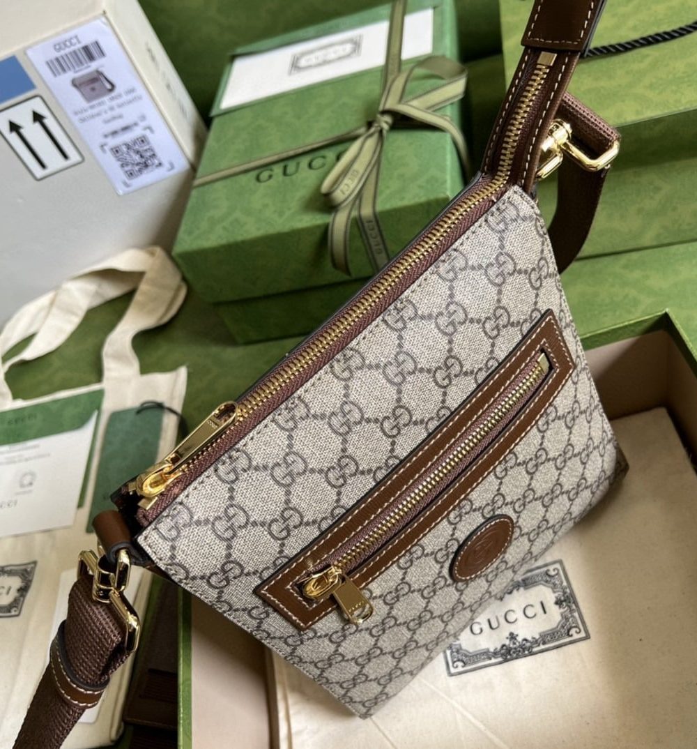 1:1 Replica Gucci Supreme Messenger Bag Beige And Ebony GG Supreme Canvas For Women 9.3in/23.5cm GG 681021 92THG 8563