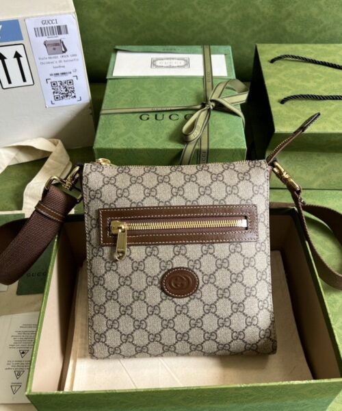 1:1 Replica Gucci Supreme Messenger Bag Beige And Ebony GG Supreme Canvas For Women 9.3in/23.5cm GG 681021 92THG 8563