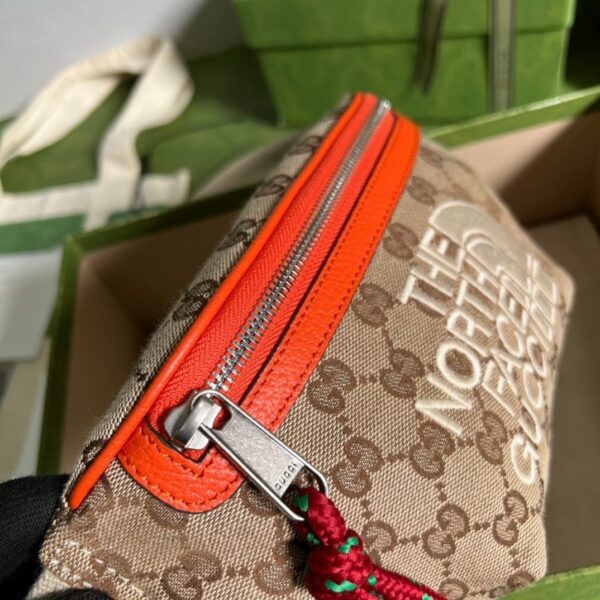 1:1 Replica Gucci The North Face x Gucci Belt Bag Beige And Ebony Original GG Canvas For Women 8.7in/22cm 650299 GY5UN 8895