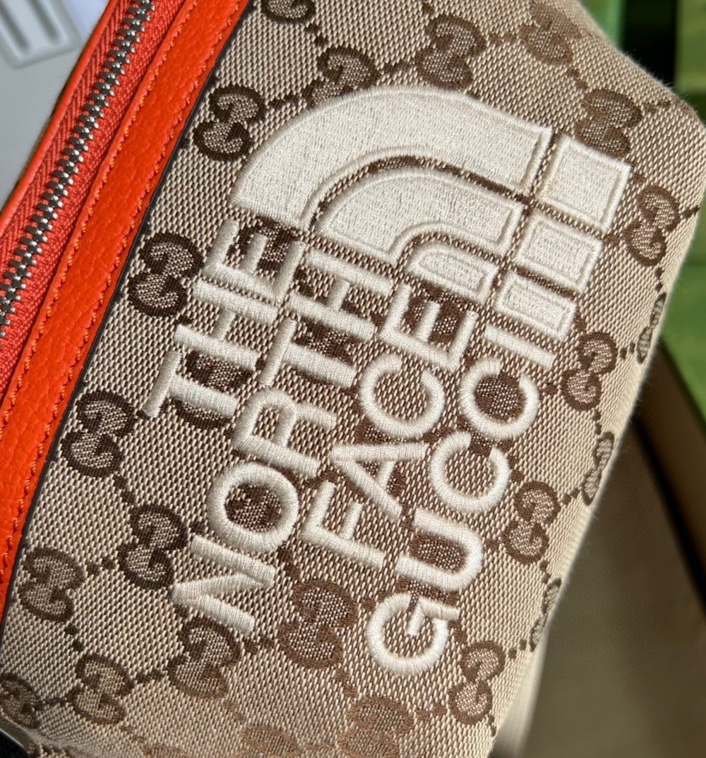1:1 Replica Gucci The North Face x Gucci Belt Bag Beige And Ebony Original GG Canvas For Women 8.7in/22cm 650299 GY5UN 8895