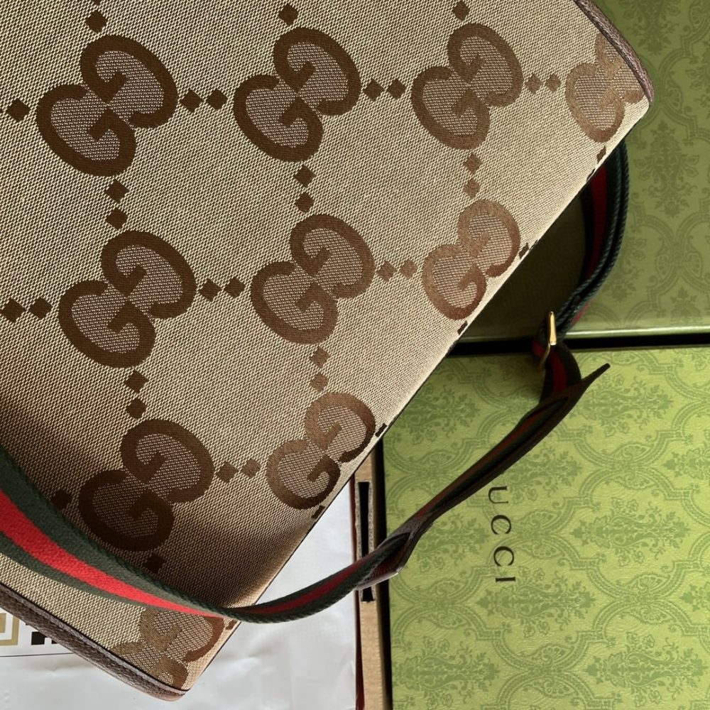 1:1 Replica Gucci Tote Bag With Jumbo Camel And Ebony Jumbo GG Canvas For Women 14.6in/37cm ‎678839 UKMDG 2570 - Image 3