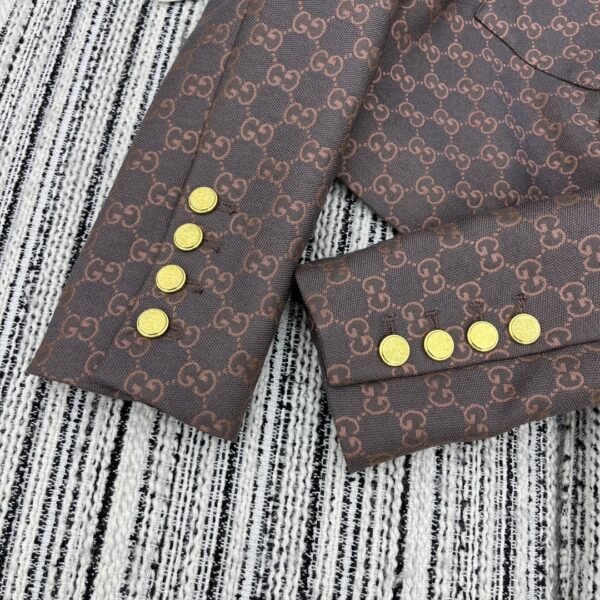 Gucci Vest Short Patterned Neck Tym Brown For Women