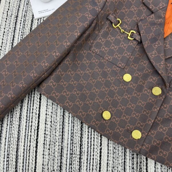 Gucci Vest Short Patterned Neck Tym Brown For Women