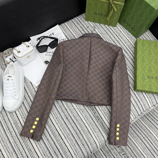 Gucci Vest Short Patterned Neck Tym Brown For Women