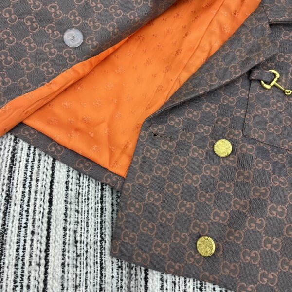 Gucci Vest Short Patterned Neck Tym Brown For Women