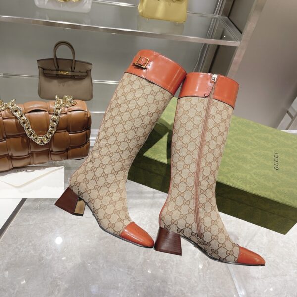 Gucci Women's GG Knee-High Boot Beige For Women GG 678278 HVKL0 9786