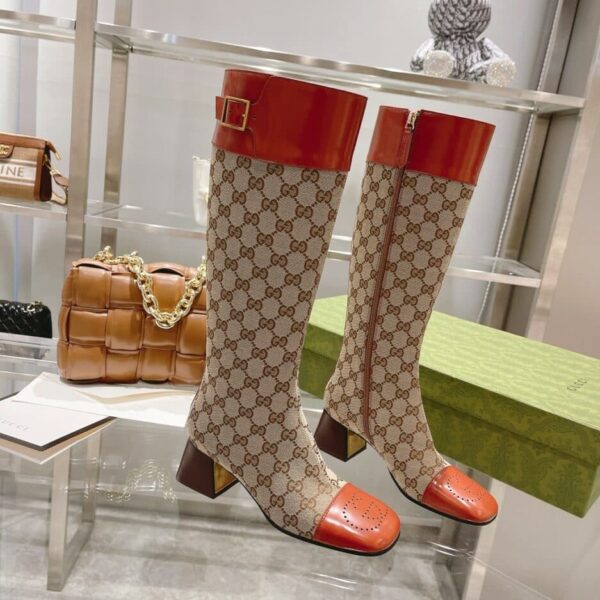 Gucci Women's GG Knee-High Boot Beige For Women GG 678278 HVKL0 9786