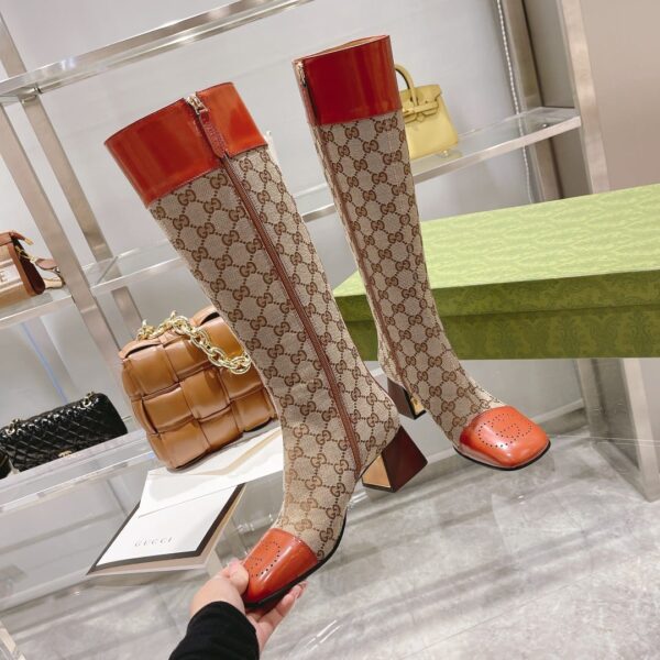 Gucci Women's GG Knee-High Boot Beige For Women GG 678278 HVKL0 9786