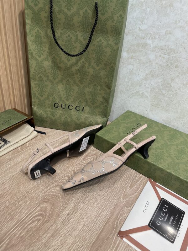 Gucci Women's GG lingback Pump By Rose Mesh With GG Crystals Brown For Women GG ‎674668 F13A0 9960