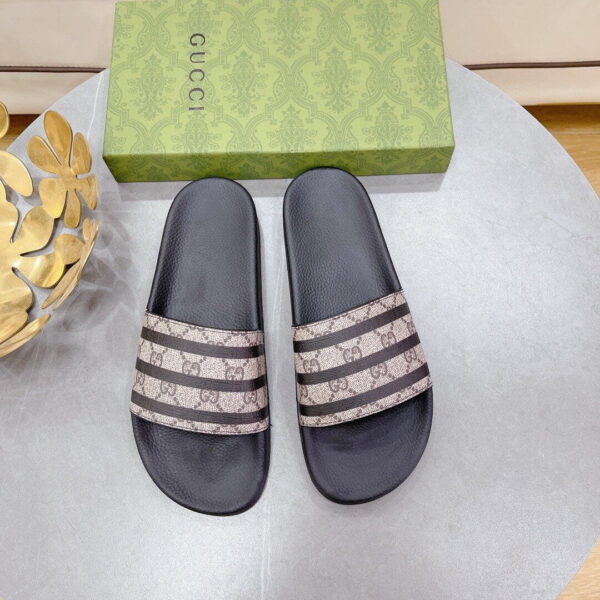 Gucci Women's GG Slide Sandal Stripes Black For Women 407345