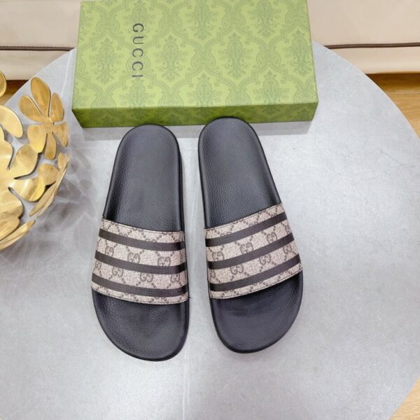 Gucci Women's GG Slide Sandal Stripes Black For Women 407345