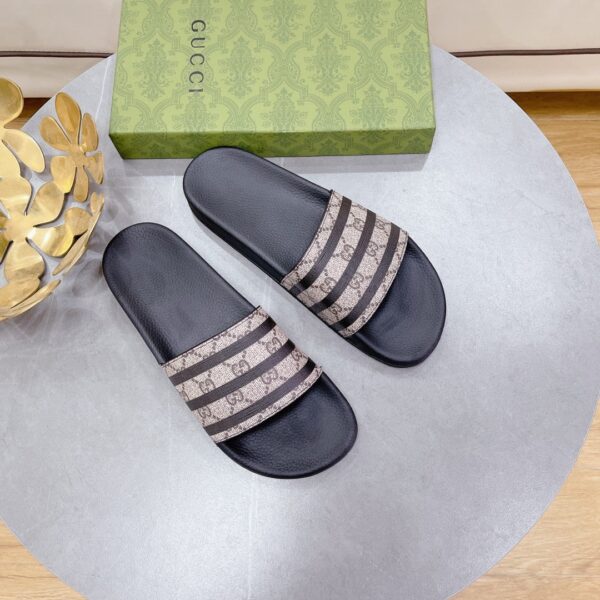 Gucci Women's GG Slide Sandal Stripes Black For Women 407345