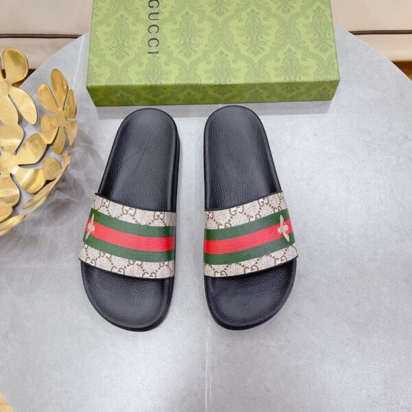 Gucci Women's GG Slide Sandal With Bee Web Black For Women 407345
