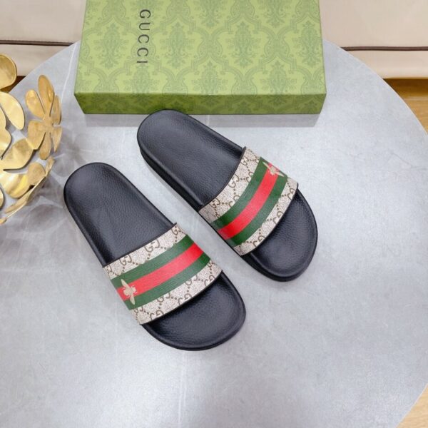 Gucci Women's GG Slide Sandal With Bee Web Black For Women 407345