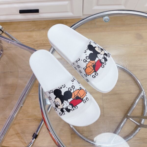 Gucci Women's GG Slide Sandal With Mickey Mouse White For Women 407345