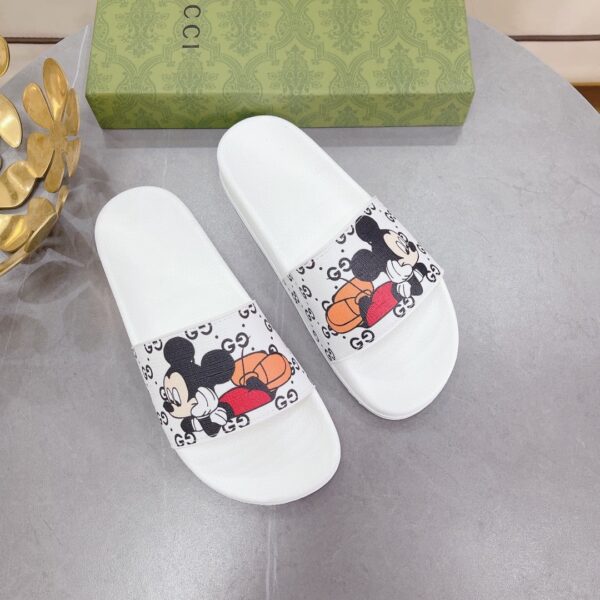 Gucci Women's GG Slide Sandal With Mickey Mouse White For Women 407345